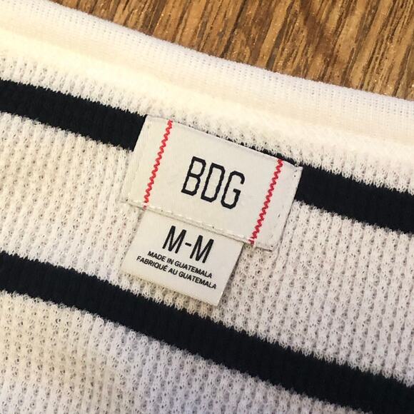 NWOT BDG Urban Outfitters Black White Willow Boatneck Long Sleeve Thermal Top - Picture 12 of 12